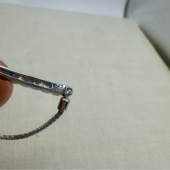 Sapphire & 925 Sterling Silver Signed Fine Adjustable Chain Bracelet 4g - Picture 6 of 8